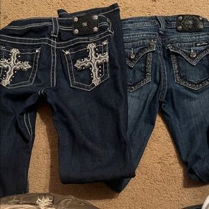 Miss Me Dark and Medium Blue Boot Cut Jeans